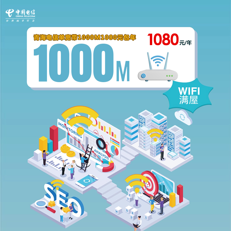 青海电信单宽带1000M1080元包年（新） 流量卡-随身WiFi-宽带官方办理渠道