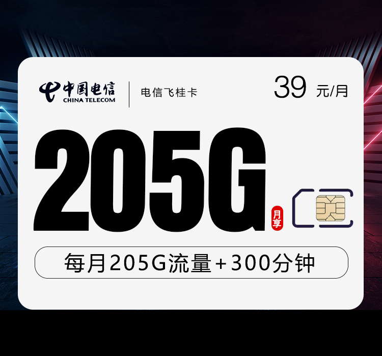 电信飞桂卡【39元205G+300分钟】官方办理入口
