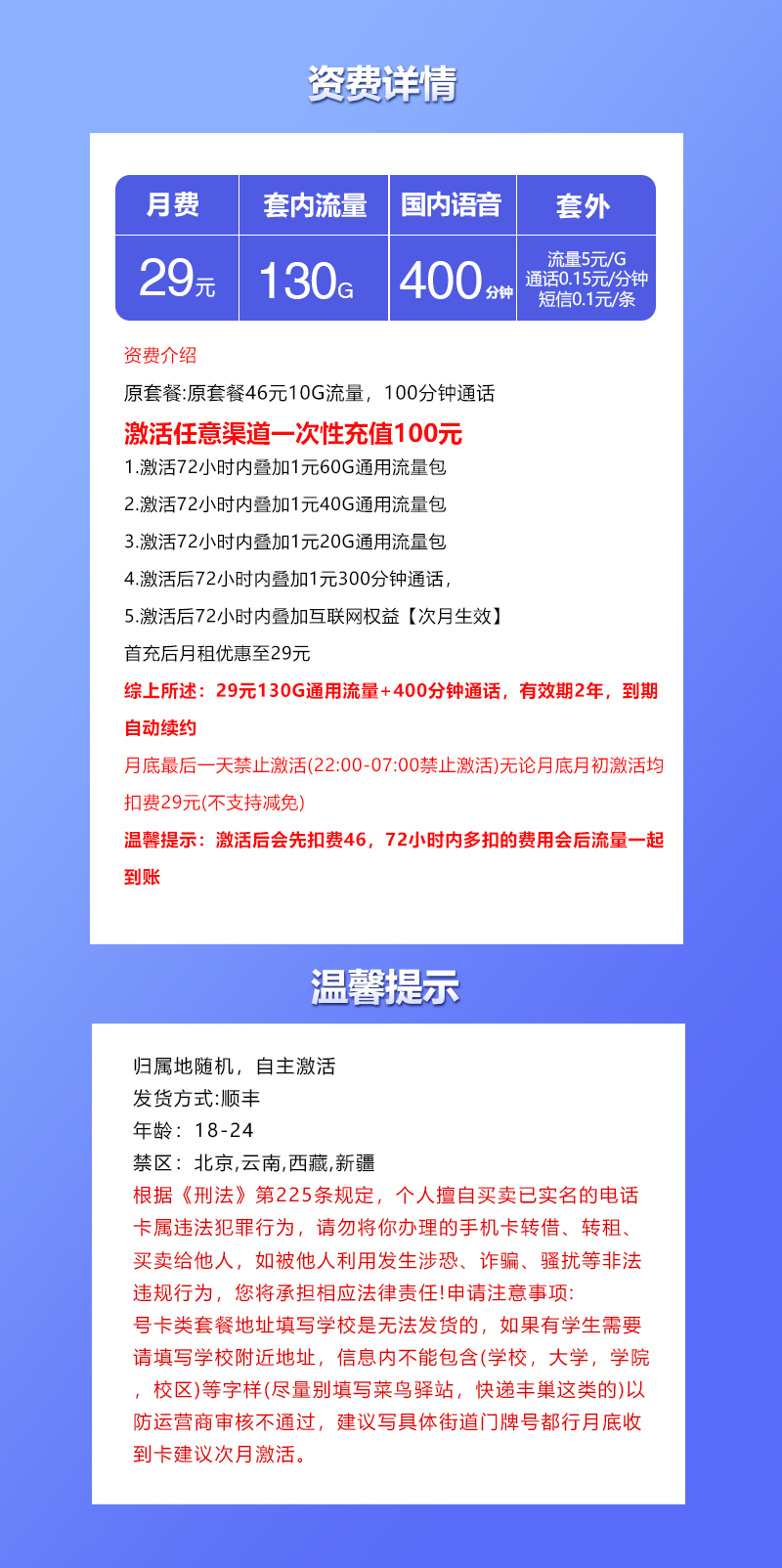 联通飞屏卡【29元130G+400分钟+会员】官方办理入口