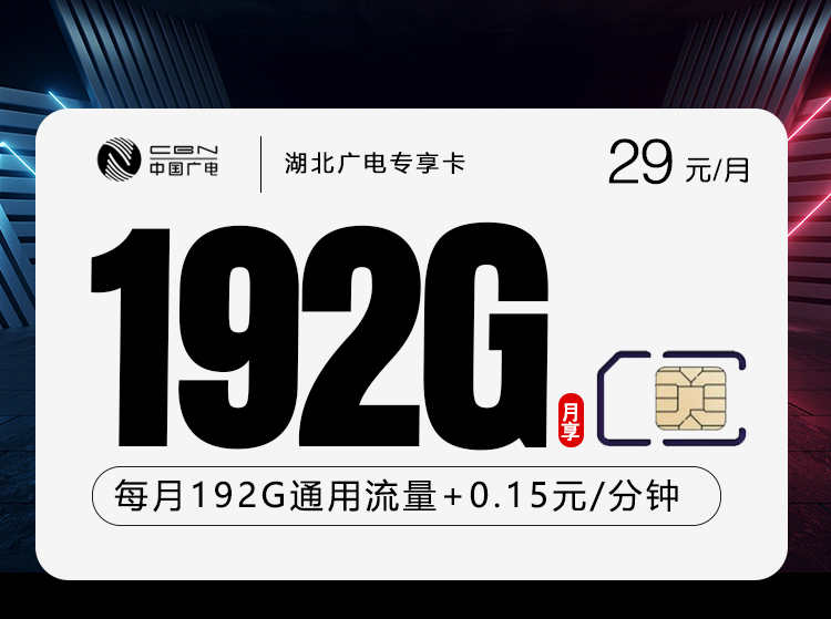 湖北广电专享卡2.0【29元192G】官方办理入口
