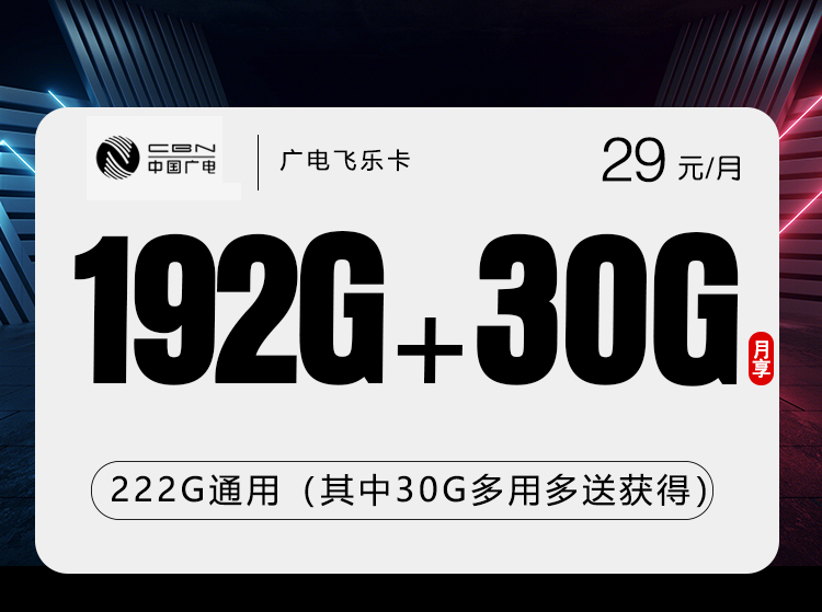 广电飞乐卡2.0【29元222G】官方办理入口