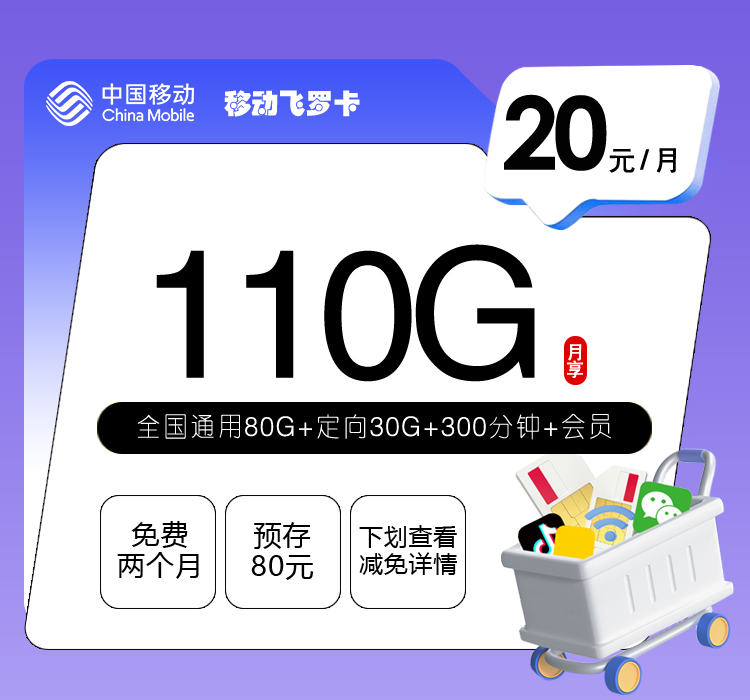 移动飞罗卡【20元110G+300分钟+会员】官方办理入口